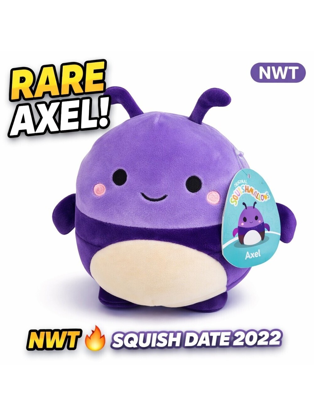 Squishmallows 8” Axel The Purple Beetle Bug Soft Velour Plush Toy Stuffed Animal